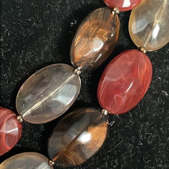 32” multi amber tone translucent oval beaded necklace that can be worn many ways - Picture 8 of 13